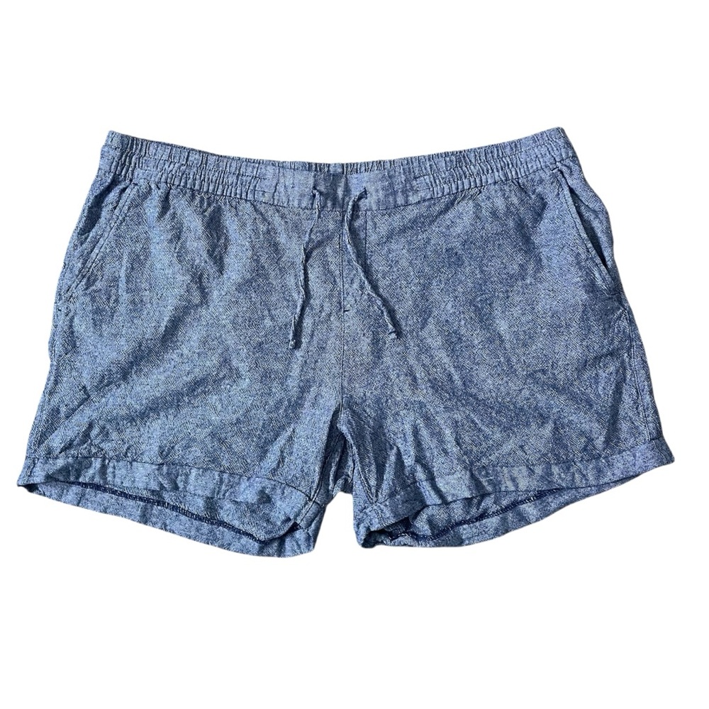 Old Navy Women's Linen Blend Pull On Shorts High Rise Chambray Blue Coastal XXL